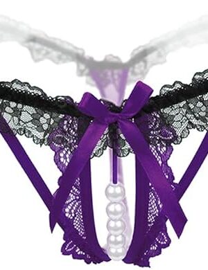 Womens Sexy Panties,Lace G-String Panties for Women Thongs G Strings with Pearls Ball Lace