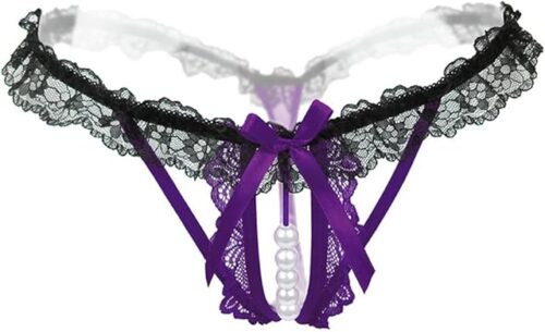 Womens Sexy Panties,Lace G-String Panties for Women Thongs G Strings with Pearls Ball Lace