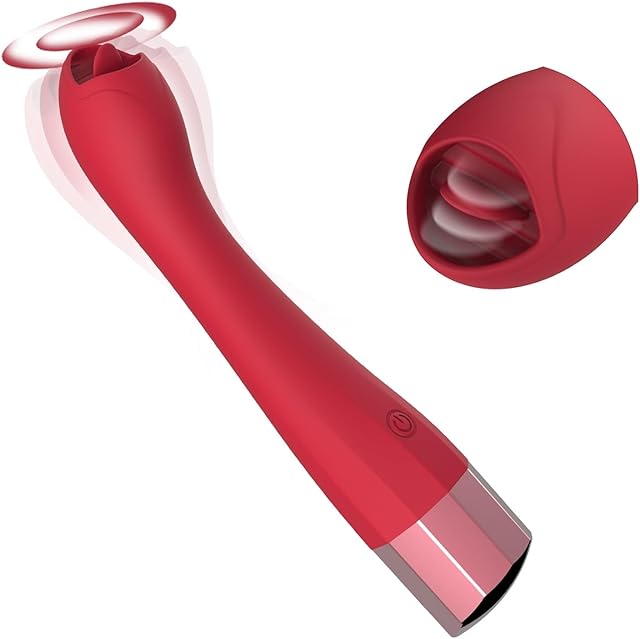 G-Spot Vibrator - Clitoris Stimulator with 10 Tounge-Licking & Vibrating Modes Wand Massager for Female Pleasure Adult Sex Toys, Red