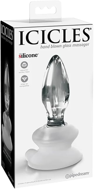 Icicles No. 91 Hand Blown Glass Butt Plug W/Suction Cup - Clear
