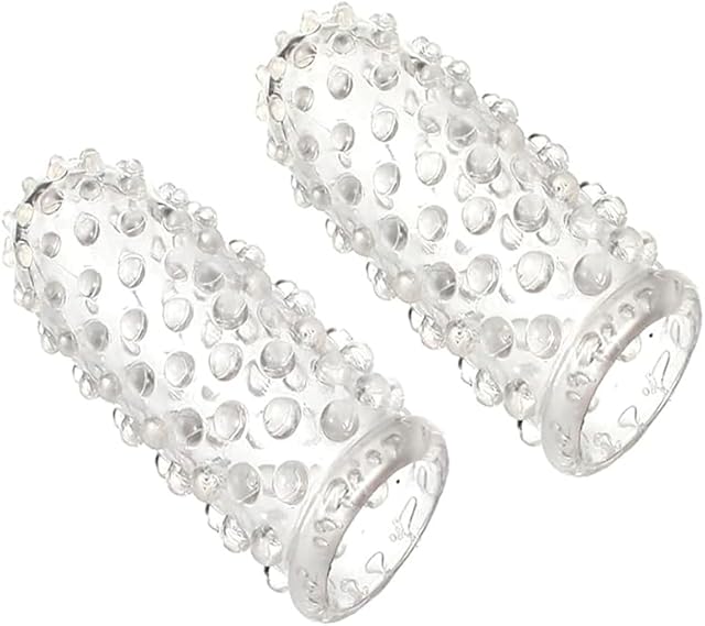 2Pcs Finger Sleeves Transparent Silicone G-Spot Finger Sleeves Vibrator Accessories Nipple Clitoral Stimulator Finger Cot for Adult Women Men Gay Couples SM Game Bedroom