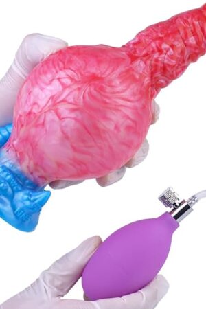 Ejaculating Inflatable Dildos Butt Plug - 2-in-1 Fantasy Dogdildo Anal Sex Toys for Women Lesbian Pleasure, Soft Silicone Vaginal Masturbation Prostate Massager, Perfect for Solo Couple Play