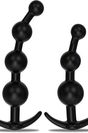 2pcs Silicone Anal Beads Anal Plugs, Anal Beeds Butt Plug Anal Toys Set with T- Shaped Base, Anal Butt Plug Sex Toys Prostate Messager for Female G-spot Stimulator & Male