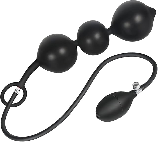 Expand Inflatable Anal Butt Plug Silicone Anal Beads with 3 Balls Detachable Needle Adjustable Size Adult Sex Toy for Gay Lesbian Couple Masturbation