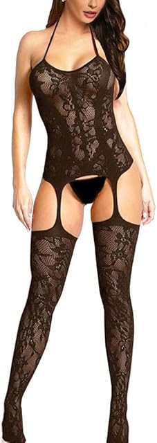Bodystocking Lingerie for Women Crotchless Super Stretchy Sexy Seamless Lingerie Bodysuit All Size Plus Size
