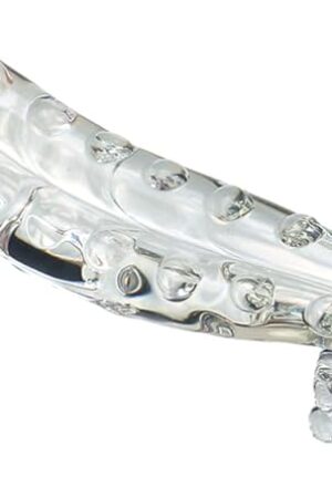 Crystal Glass Dildo, Glass Pleasure Wand Dildo with Beads Glass Butt Plug, Hot & Cold Stimulator Glass Anal Plug Anal Trainer, Glass Anal Sex Toy for Men and Women Couples (Clear)