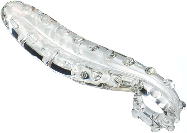 Crystal Glass Dildo, Glass Pleasure Wand Dildo with Beads Glass Butt Plug, Hot & Cold Stimulator Glass Anal Plug Anal Trainer, Glass Anal Sex Toy for Men and Women Couples (Clear)