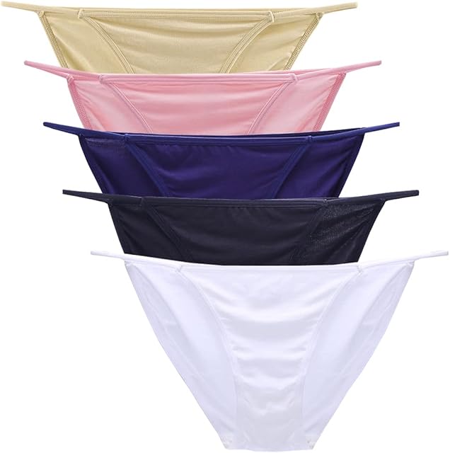 Women Underwears Sexy Low-Rise String Cotton Bikinis Panty Stretch Brief Pack of 5
