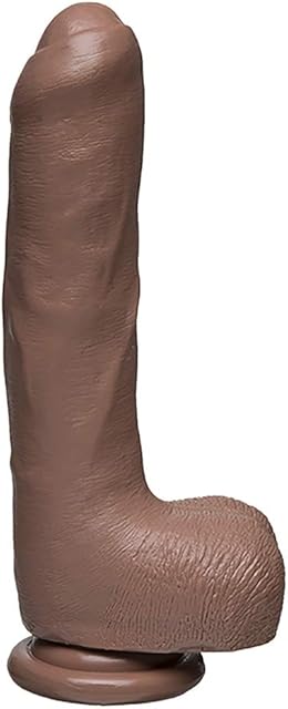 Doc Johnson The D - Uncut D - 9 Inch with Balls - FIRMSKYN - 8.75" Long and 1.75" Wide - Suction Cup Base - O-Ring Harness Compatible Dildo - for Adults Only, Caramel