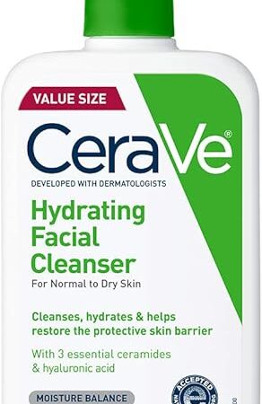 CeraVe Hydrating Facial Cleanser, Moisturizing Face Wash For Dry Skin, Hyaluronic Acid + Ceramides + Glycerin, Hydrating Cleanser For Normal To Dry Skin, National Eczema Association Certified