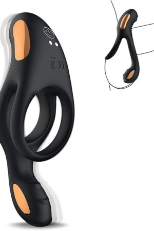 Vibrating Cock Ring with Clitoral Vibrator,10 Vibration Modes Penis Ring for Men, Medical Silicone Waterproof Sex Toys for Adult Couples Black