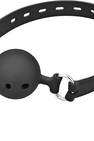 Ball Gag Silicone Breathable Mouth with Lock Bondage Gear & Accessories for Adult Play Open Mouth Gag for Woman,Adult Sex Toys & Games Black One Size