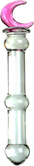 Glass Double-Ended Dildo G-Spot Stimulation Butt Plugs,Glass Pleasure Wand Moon Shape Crystal Massager Anal Sex Toys Crystal Glass SM G-Spot Pleasure Anal Butt Plug for Men,Women