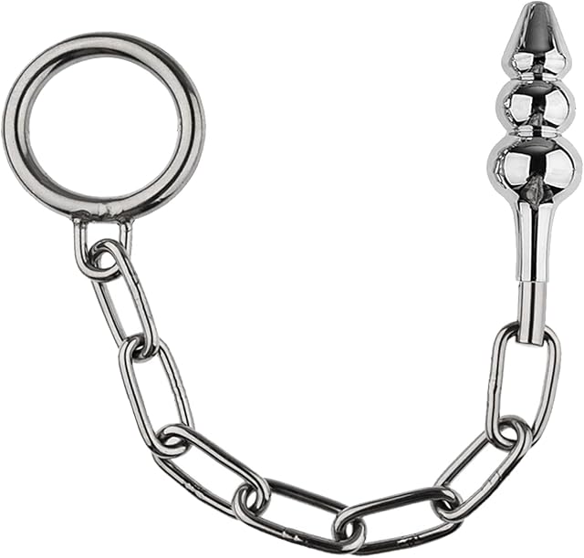 Anal Butt Plug Inserting Toys Metal Chain with Penile Ring Cock Ring Clitoral G-Spot Stimulator for Couples Anal Training Sets for Beginners Prostate Massager Advanced Players