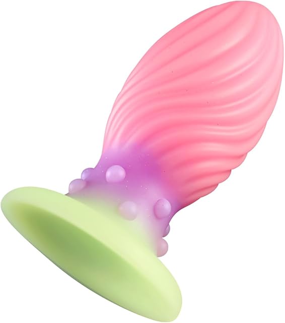 Glowing Silicone Anal Plug Dilator Adult Sex Toys with Granule Texture Waterproof Soft Odorless Suction Cup Ideal for Long-Term Wear Anal Expansion Intimate Pleasure (L)