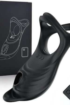 Generic Vibrator Double Cock Ring Vibrator G-spot Clitoris Massage Delayed Ejaculation Vibrating Penis Ring for Couple Adult Sex Toys Masturbator, With Box
