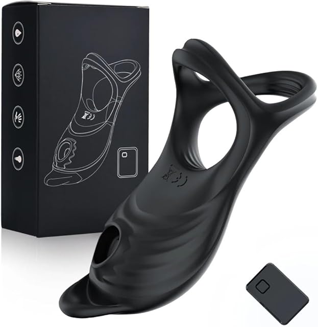 Generic Vibrator Double Cock Ring Vibrator G-spot Clitoris Massage Delayed Ejaculation Vibrating Penis Ring for Couple Adult Sex Toys Masturbator, With Box
