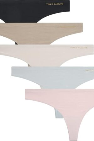 Womens Underwear, Breathable Seamless Thong, No Show Ladies Panties, 5 Pack