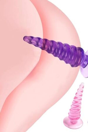 2Pcs Small Butt Plug, Anal Training Set for Anal Sex Beginners Dildo Soft Silicone Anal Sex Toys with Thread Textures Universal Anal Plug for Adult Men Women Gay Couples