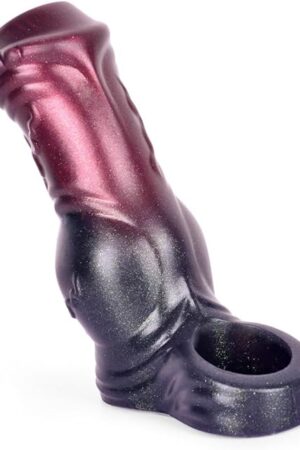 3 Different Sizes of Fantasy Shape Male Penis Sleeve Cock Sleeve with Penis Ring, Silicone Hollow Knot Penis Extender Sleeve Male Adult Sex Toys for Men and Couples - L, Purple