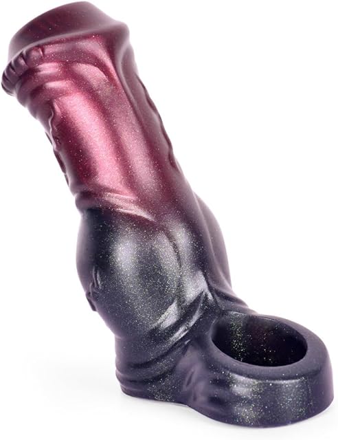 3 Different Sizes of Fantasy Shape Male Penis Sleeve Cock Sleeve with Penis Ring, Silicone Hollow Knot Penis Extender Sleeve Male Adult Sex Toys for Men and Couples - L, Purple