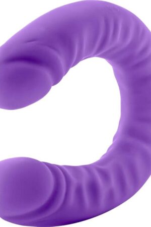 Blush Ruse - 18 Inch Long Double Sided Dildo - Soft Flexible Puria Silicone Dual Headed Dong for Lesbian - Curved Double Ended Dildo for G-spot Anal Play - Adult Sex Toys for Men Women Couple - Purple