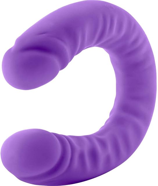 Blush Ruse - 18 Inch Long Double Sided Dildo - Soft Flexible Puria Silicone Dual Headed Dong for Lesbian - Curved Double Ended Dildo for G-spot Anal Play - Adult Sex Toys for Men Women Couple - Purple