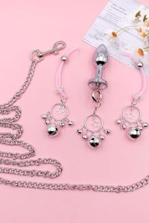 Anal Sex Toy Beads with Small Bell Butt Plug Prostate Massager with Safe Pull Ring Unisex G Spot Anal Sex Toy with Small Bell Backyard Dilators Anal Trainer Kit Thrusting Toys Stainless Steel Expand