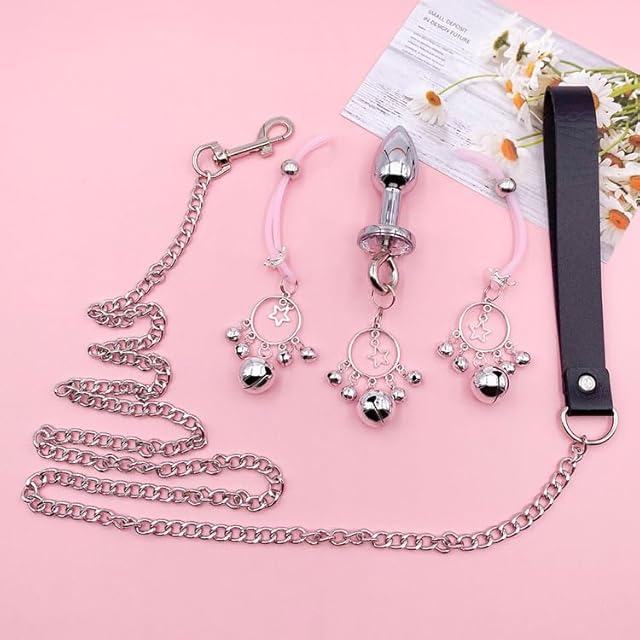 Anal Sex Toy Beads with Small Bell Butt Plug Prostate Massager with Safe Pull Ring Unisex G Spot Anal Sex Toy with Small Bell Backyard Dilators Anal Trainer Kit Thrusting Toys Stainless Steel Expand