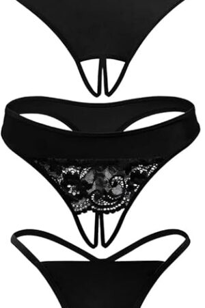 Women Sexy Panties Thongs Naughty Underwear Low Rise Briefs Pack of 3