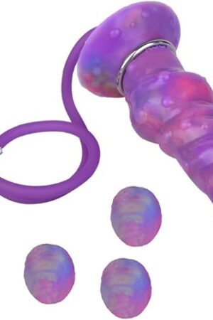 8inch Ovipositor Dildo with 5 Eggs Adult Sex Toy for Women, Couples, Realistic Dog Dildo, Knotted Dildo with Hollow Tunnel with 5 Balls, Luminous Dildo Glow in The Dark - Small Luminous Egg