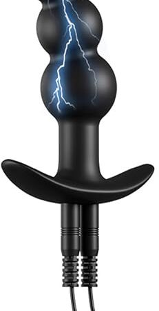 Electroshock Anal Plug Estim Prostate Massager G-spot Training Silicone Anal Vaginal Plug Wearable Butt Plug with T-Base Sex Toys (C)