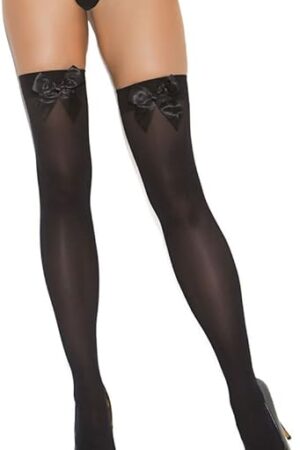 Women's Opaque Thigh Hi with Satin Bow Plus Size