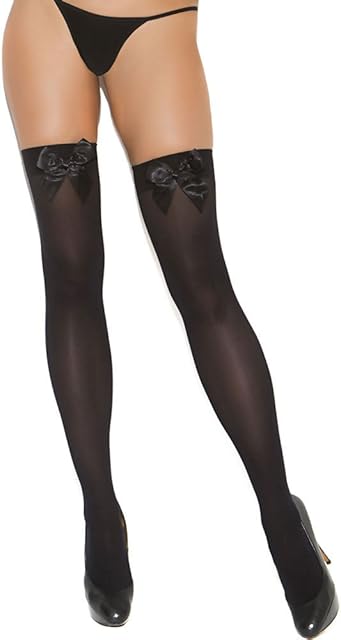 Women's Opaque Thigh Hi with Satin Bow Plus Size
