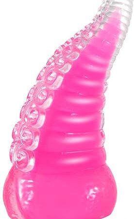 Glow in The Dark Dildo,6.1 in Pink Tentacle Dildo with Strong Suction Cup,Adult Sex Toys for Women