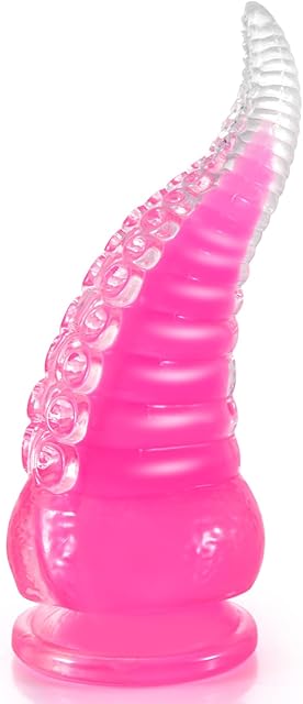 Glow in The Dark Dildo,6.1 in Pink Tentacle Dildo with Strong Suction Cup,Adult Sex Toys for Women