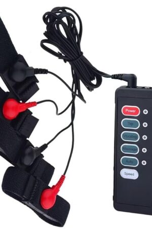 4pcs Adjustable E-Stim Penis Ring Cock Rings Loops Wires with Electro Power Unit Box Kit Electro Stimulation Masturbation Set Electric Shock Device for Male for Beginner