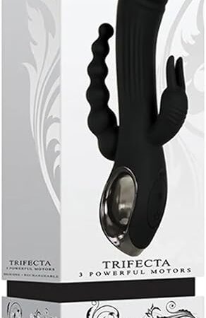 Evolved Love Is Back - Trifecta - 3 Powerful Motors - Rechargeable Silicone Rabbit-Style Triple Stimulator - Anal, Vaginal & Clitoral - Black