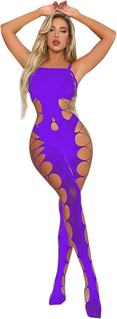 Women's Lingerie Fishnet Bodystocking Glitter Crystal Tight High Sexy Mesh Full Body Stockings Babydoll Teddy Off The Shoulder Long Sleeve Bodysuits
