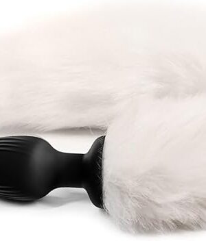 Fox Tail Silicone Anal Plugs Anal Vibrator Plugs Stimulato Role Play with 10 Powerful Vibration & 3 Rotation Modes, Wearable Adult Sex Vibrators Toys for Women Cosplayer Couple & Games (White)
