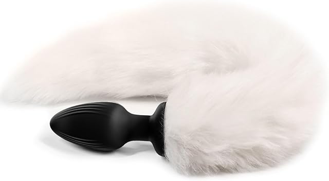 Fox Tail Silicone Anal Plugs Anal Vibrator Plugs Stimulato Role Play with 10 Powerful Vibration & 3 Rotation Modes, Wearable Adult Sex Vibrators Toys for Women Cosplayer Couple & Games (White)
