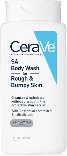 CeraVe Body Wash with Salicylic Acid, Fragrance Free Body Wash to Exfoliate Rough and Bumpy Skin, Allergy Tested, 10 Ounce