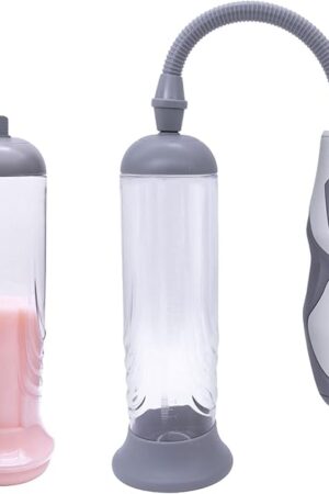 Electric Vacuum Penis Pump with Pocket Pussy, Rechargeable Erection Pump Device, Automatic Male Masturbator Penis Pumps for Men Enlargement Pump Sex Toys Pumps & Enlargers Grey