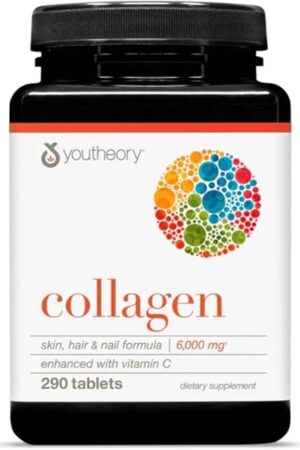 Youtheory Advanced Collagen - 6,000 mg Collagen with Vitamin C - for Hair, Skin & Nails* - Supplements for Women & Men - 290 Tablets