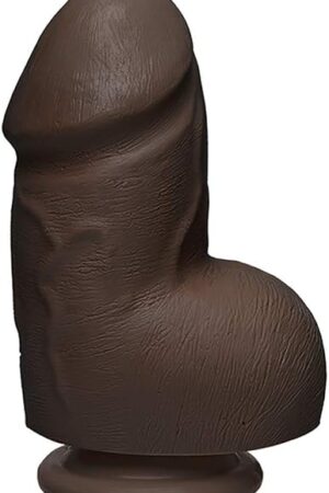 Doc Johnson The D - Fat D - 6 Inch with Balls - FIRMSKYN - 6.25" Long and 2.75" Wide - Strong Suction Cup Base - O-Ring Harness Compatible Dildo - for Adults Only, Chocolate