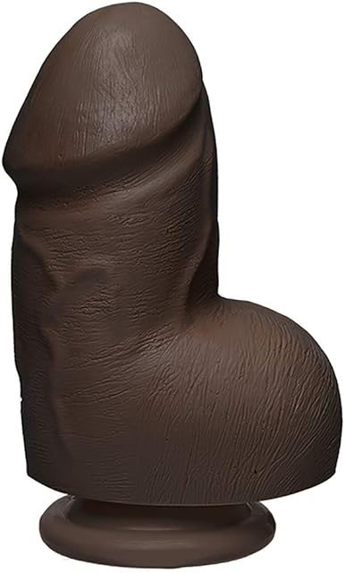 Doc Johnson The D - Fat D - 6 Inch with Balls - FIRMSKYN - 6.25" Long and 2.75" Wide - Strong Suction Cup Base - O-Ring Harness Compatible Dildo - for Adults Only, Chocolate