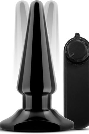 Blush Novelties - Basic 4 Inch Vibrating Anal Plug - Tapered for Comfort - 1.25Max Width - Remote Controlled Tunable Vibrations - Anal Sex Toys for Women Men Couples - Black