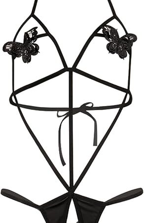 Women Snap Crotch Lingerie Strappy Teddy Bodysuit Deep V One Piece Lace Babydoll Sleeveless Jumpsuit Tops