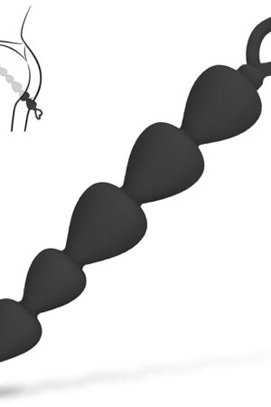 Anal Bead 5.6 Inch Gradual Sizing Beaded Colorful Butt Plug with Pull Ring, Small 6 Beads Unisex Anus Sex Toys for Starters (Black)