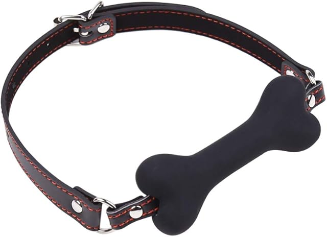 Dog Bone Mouth Gag Black Pet Bone Bite Ball Gag Bondage Silicone Restraint Slave SM Game for Lover Couple